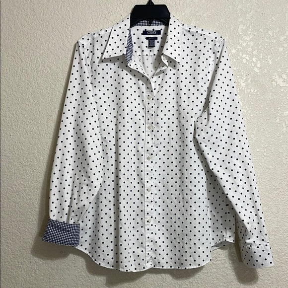 CHAPS Women’s Black Polka Dot Shirt - Picture 1 of 7